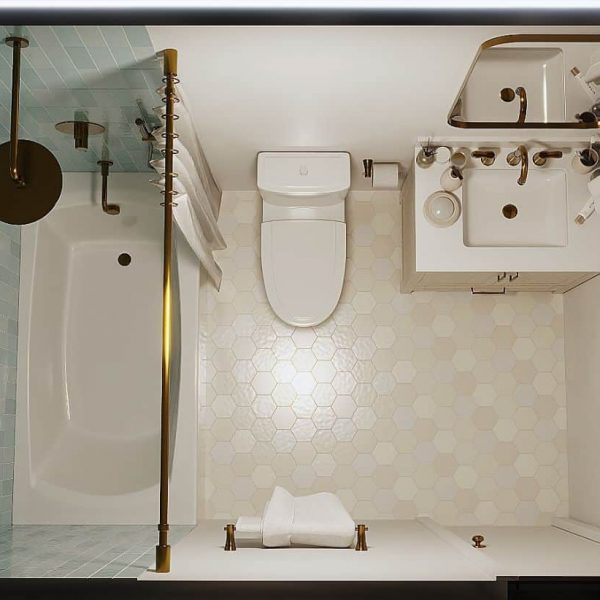 Bathroom Design white and gold